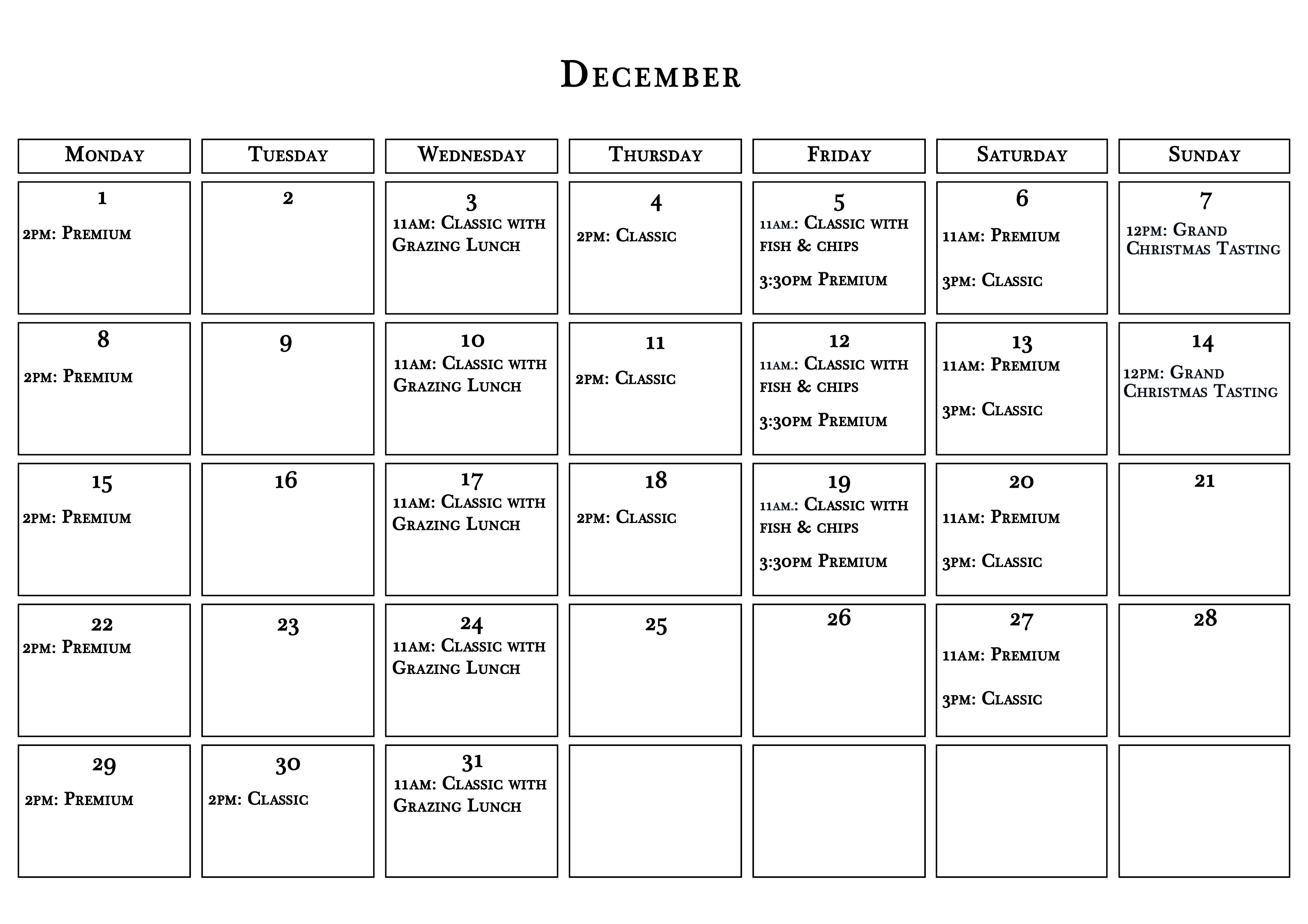 December calendar=