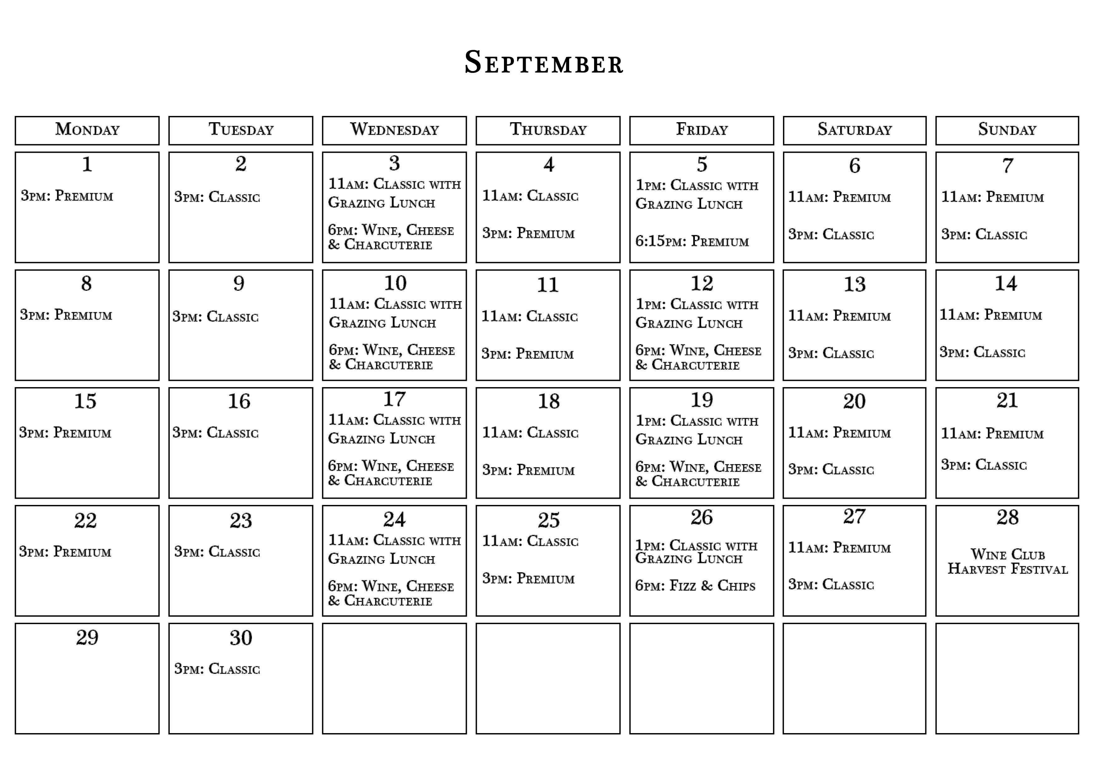 September Calendar