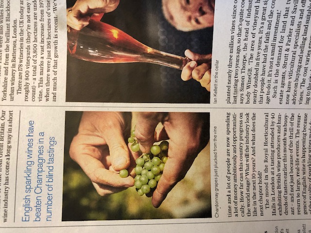 Telegraph magazine - English sparkling wines have beaten Champagnes in a number of blind tastings