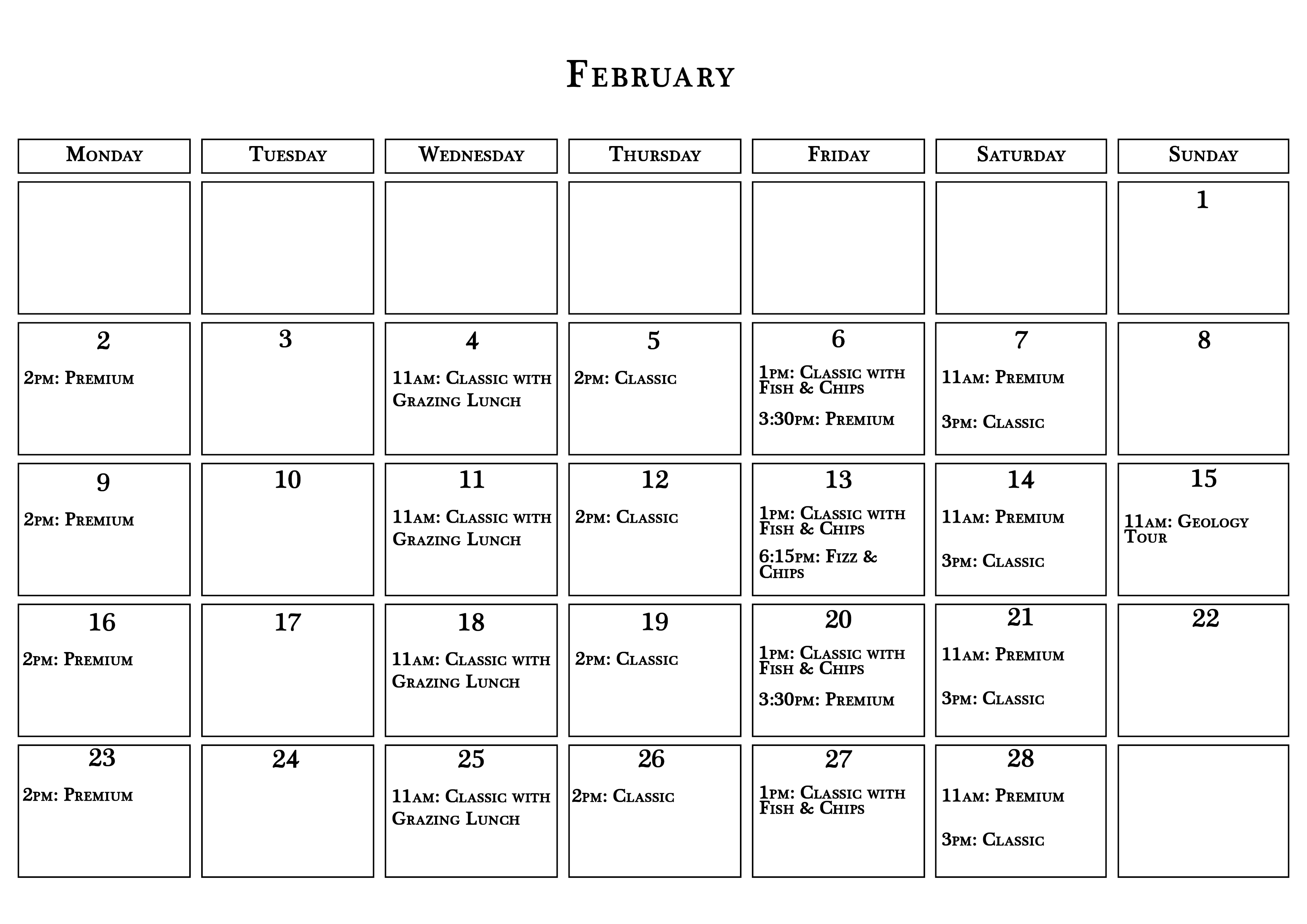 February Calendar