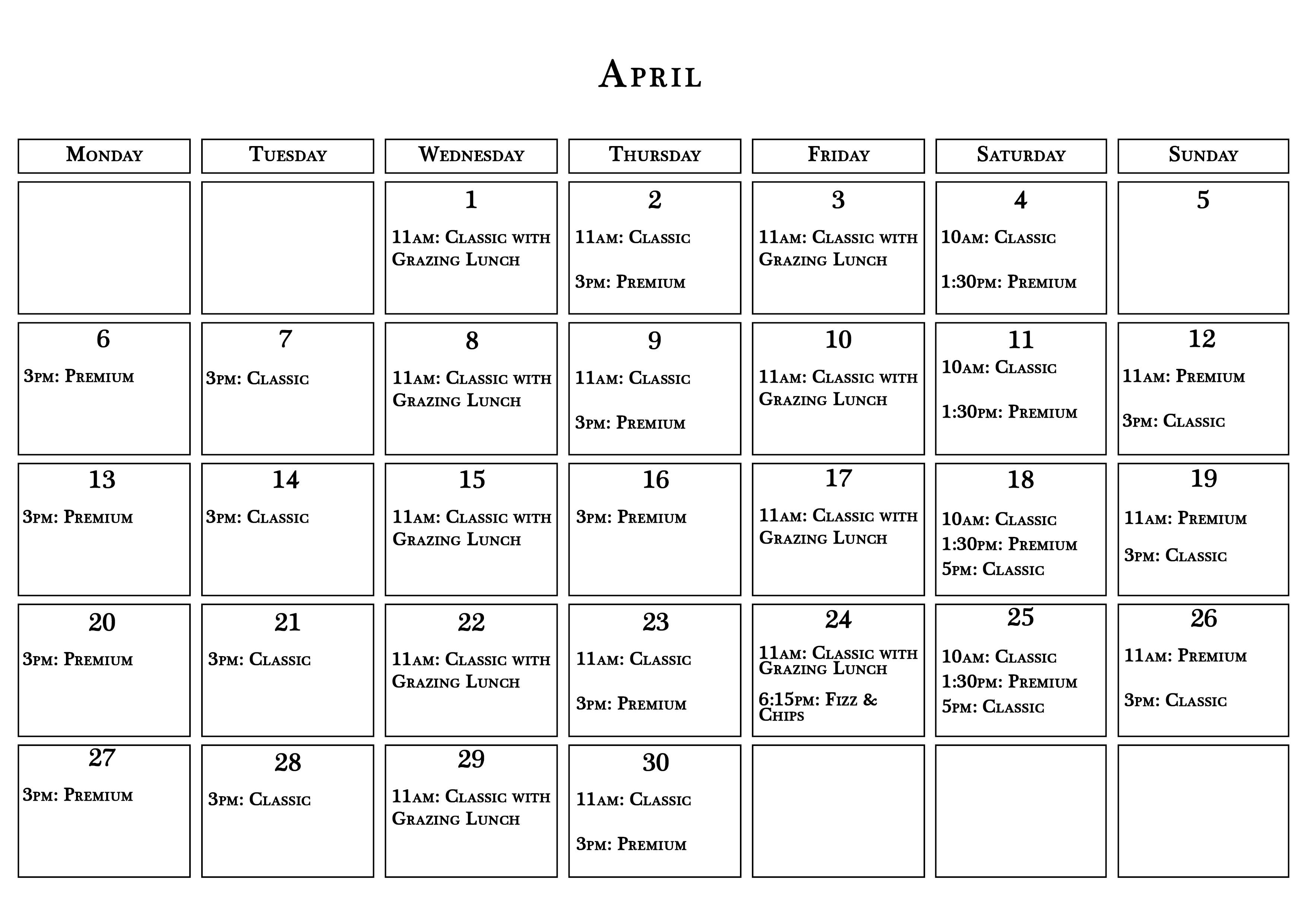 April calendar